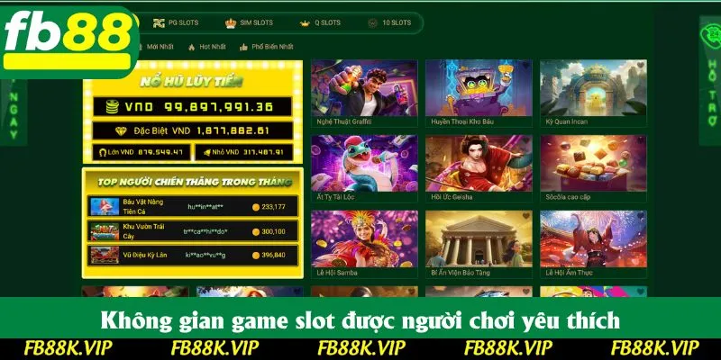 Không gian game slot được người chơi yêu thích